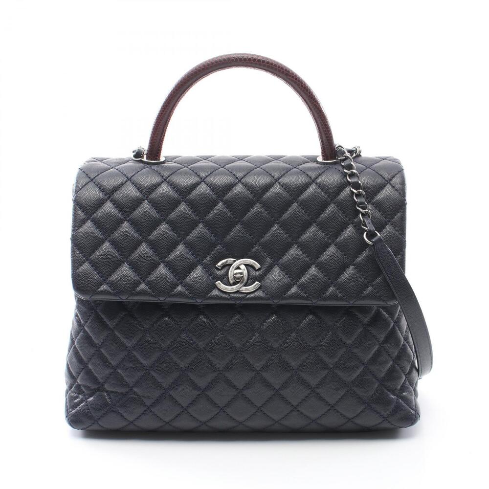 Chanel Matelasse Coco Handle Shoulder Bag Caviar Skin Grained Calfskin Exotic